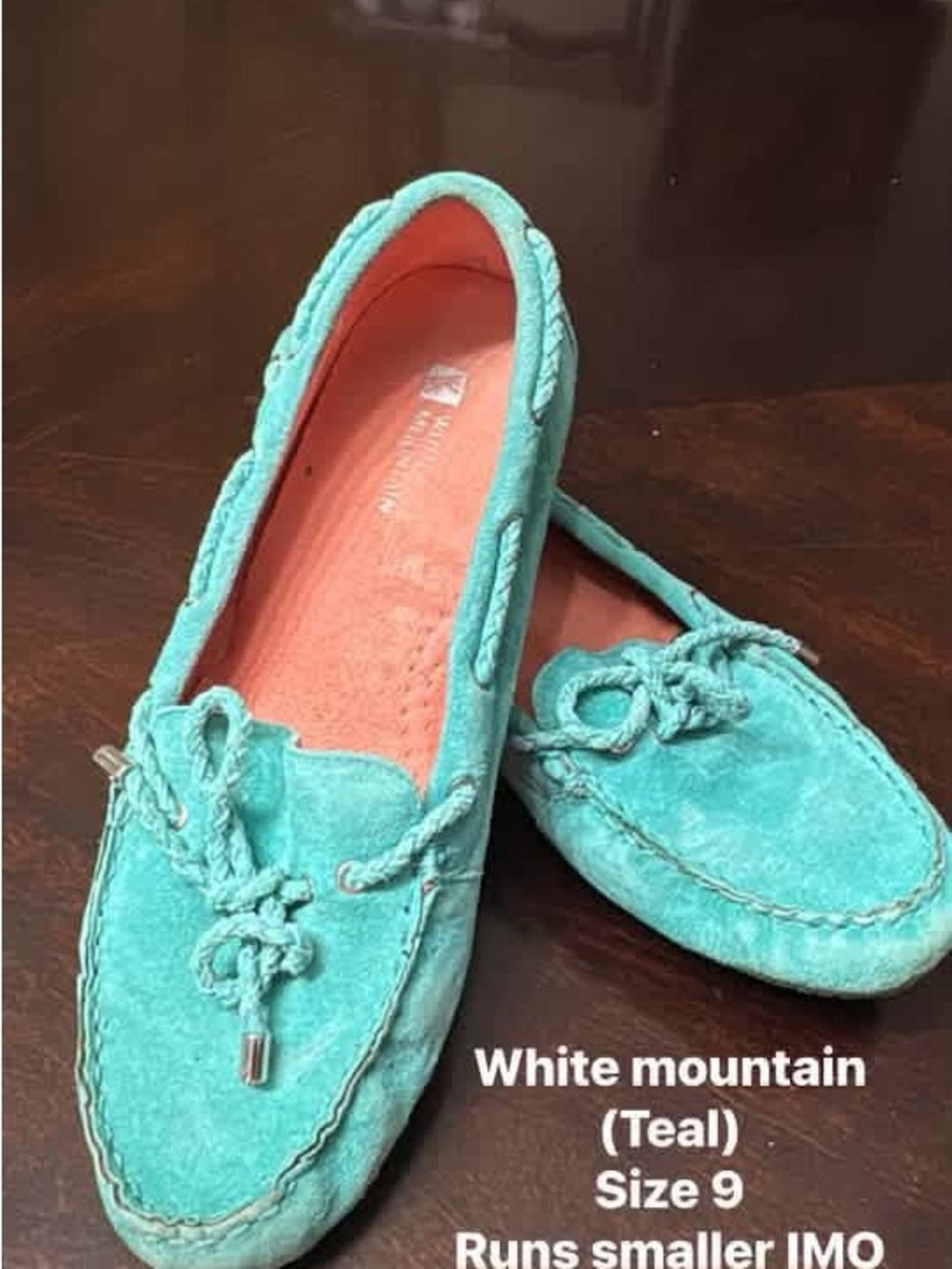White Mountain Teal Suede Women's Moccasin Loafers size 9 fits like 8.5 IMO